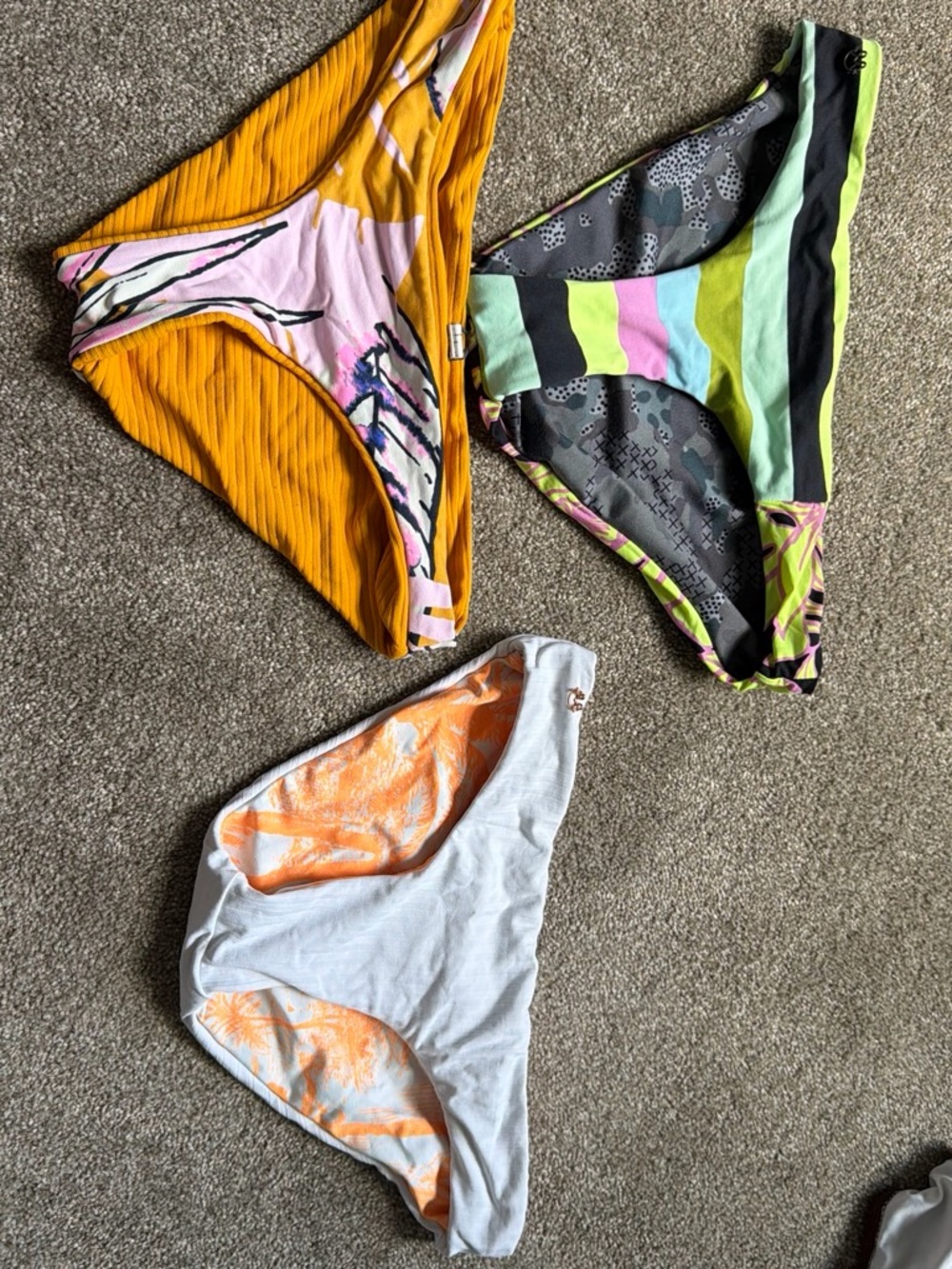 3-Pack MAAJI Colorful Bikini Bottoms - Yellow, Multi, White/Orange all revers